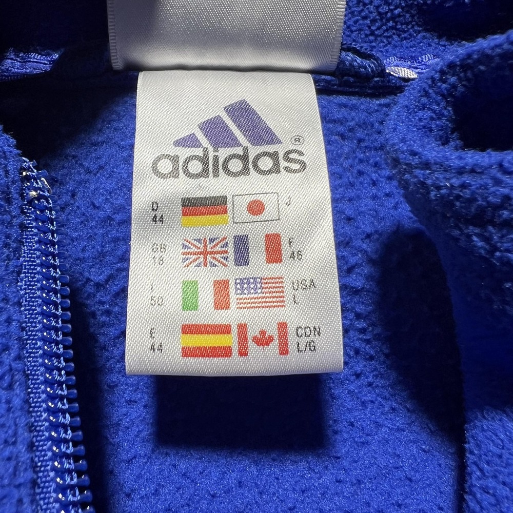 Vintage Adidas Jacket Mens Large Fleece Three Stripes Full‎ Zip 90s 614617 - Picture 7 of 16